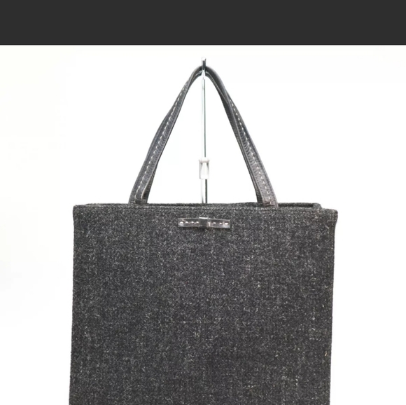 🥳HP🥳Kate Spade Wool Tote Bag Black Gray Silver - Picture 3 of 10